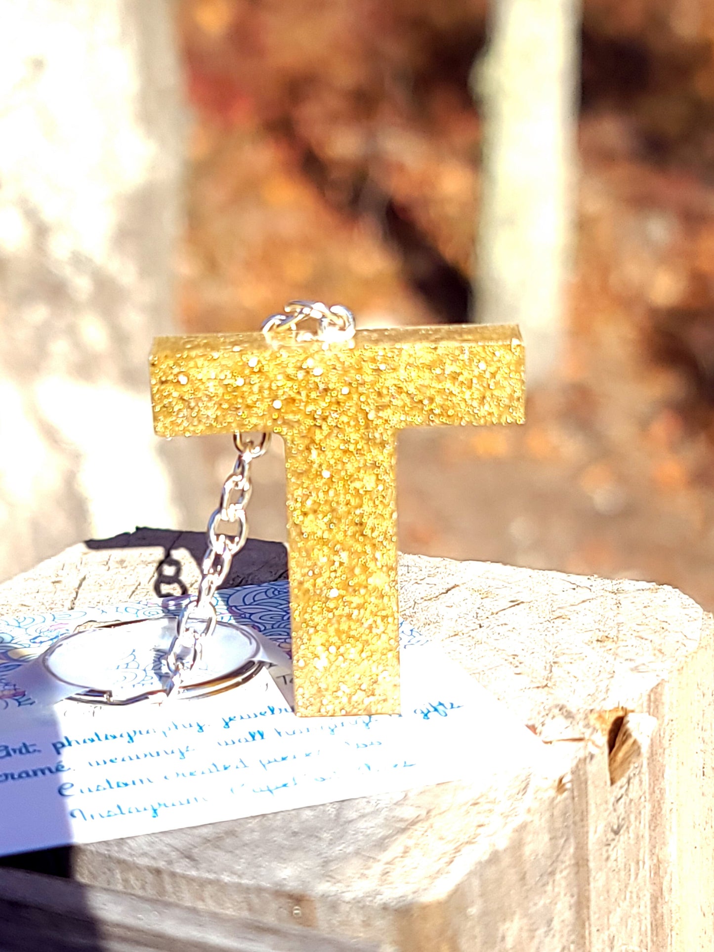 Alphabet Key Chains-Gold, Snowflake