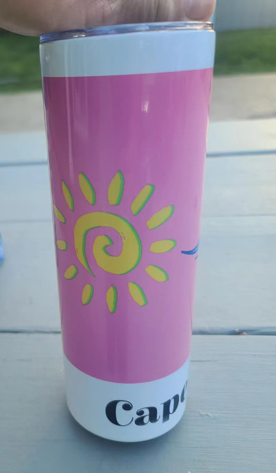 Sun, Ocean & Sandy Paws- Cape Cod Skinny Tumbler 20 oz. (CUSTOMIZABLE w/YOUR NAME or TOWN)