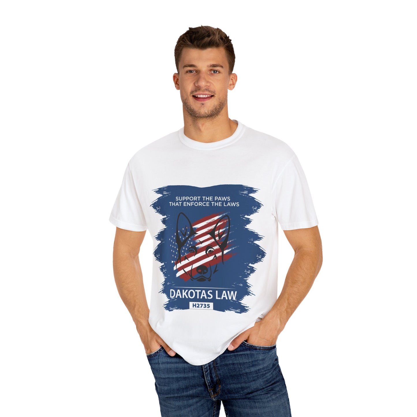 Support the Paws Unisex Garment-Dyed T-Shirt - Dakota's Law Design