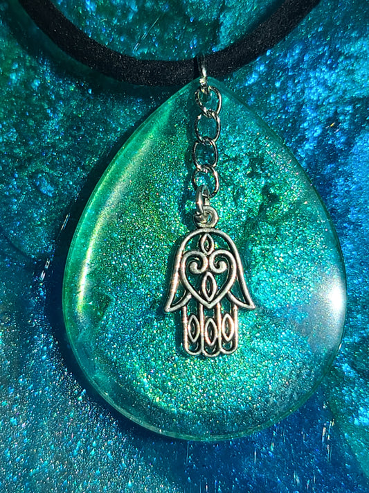 Mermaid Tear-with Dangling Hamsa