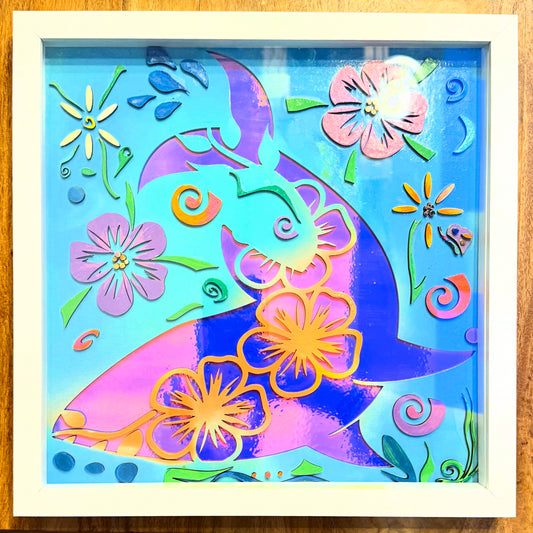 12x12 Laser Cut & Original Art Shark Collage