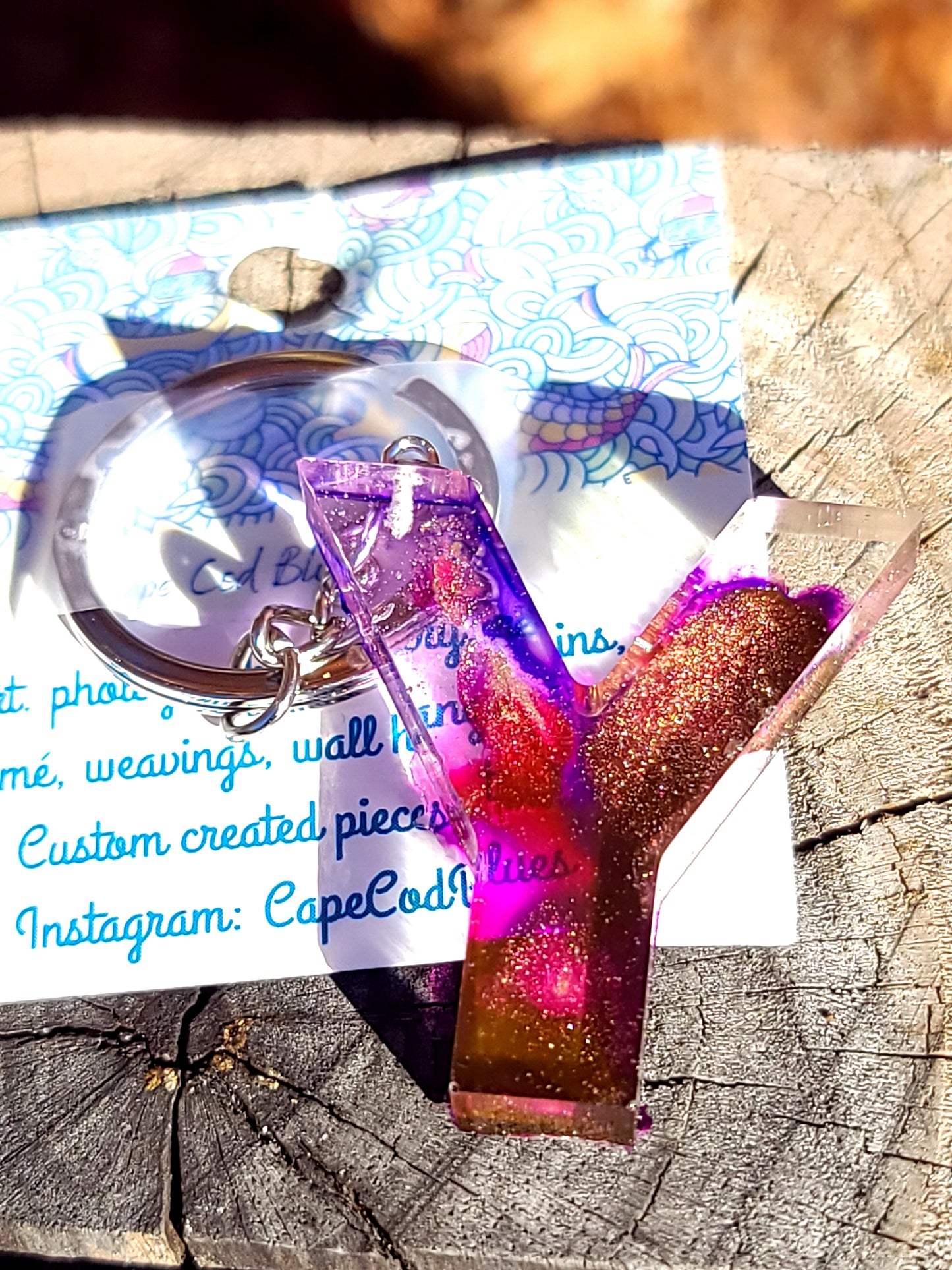 Alphabet Key Chains-Tie Dye, Gold, Pink Sparkle & Snowflake