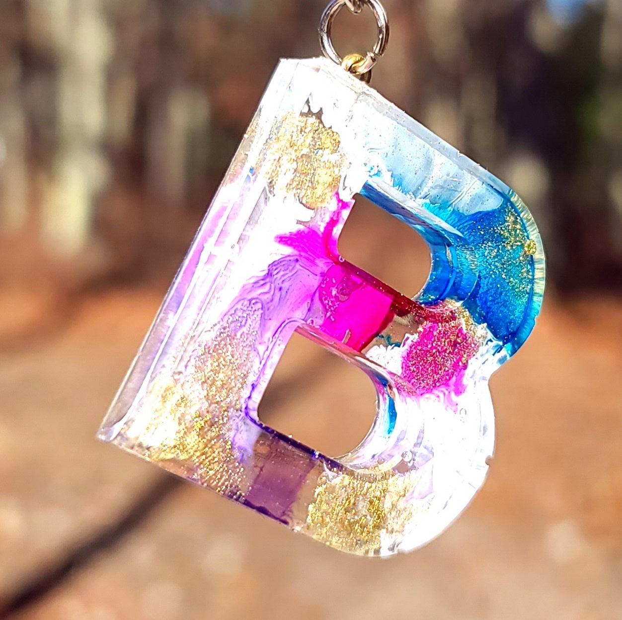 Alphabet Key Chains-Tie Dye, Gold, Pink Sparkle & Snowflake